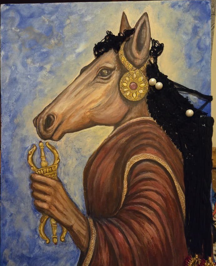 The Divine Hayagriva, painting by Srijana Giri