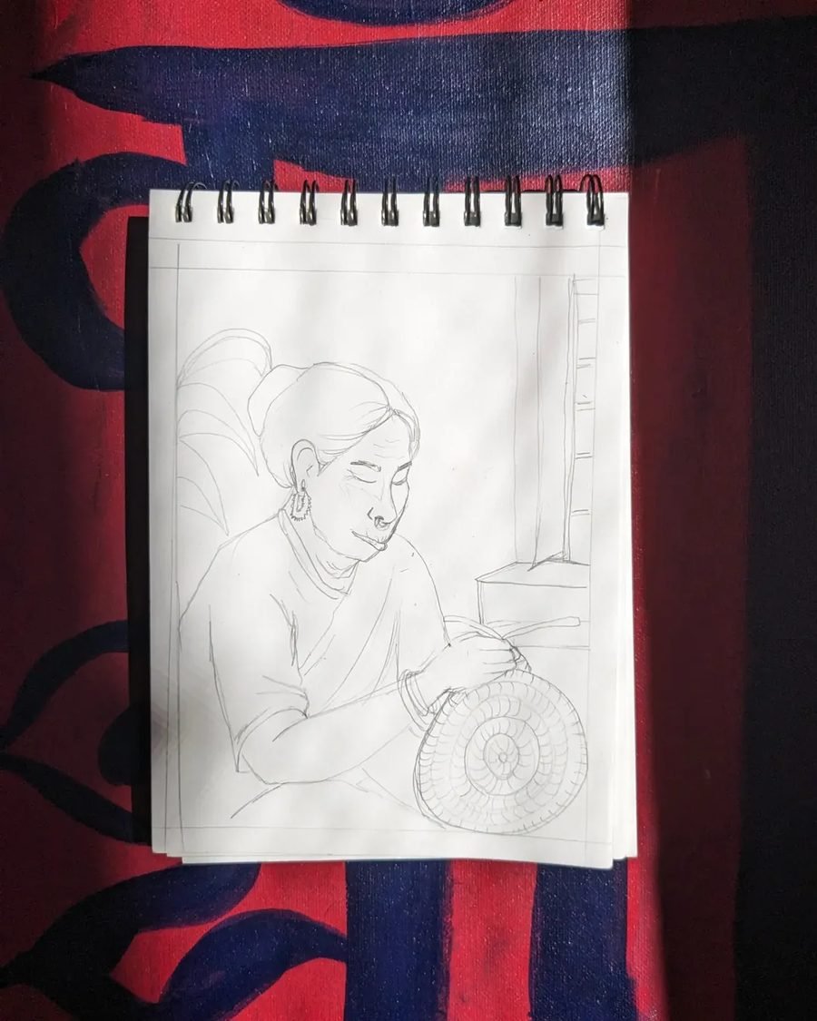 Grandmother with real mat
