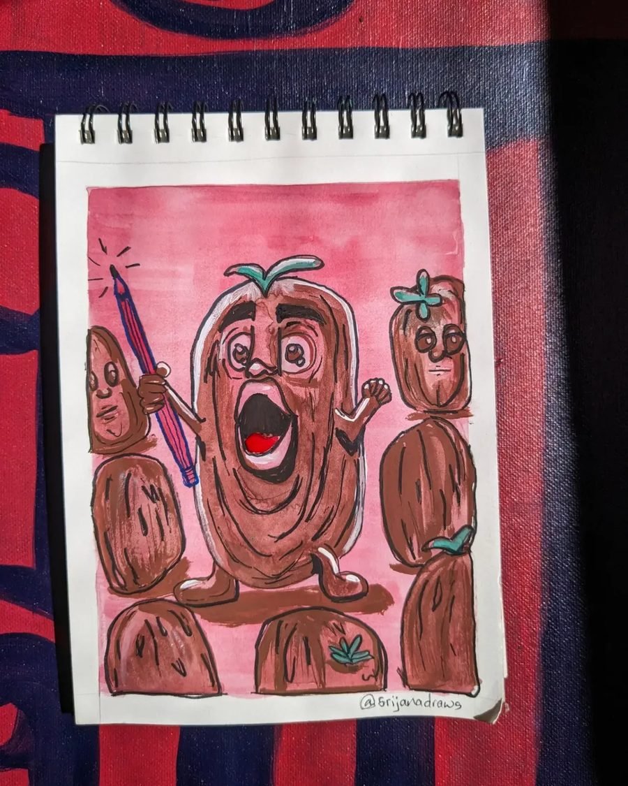 Educated potato watercolour painting